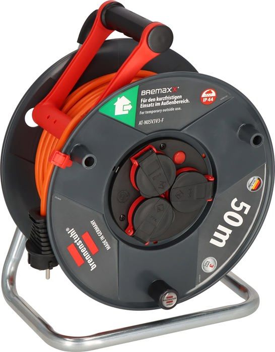 Enrouleur de câble - BRENNENSTUHL - 1208520500 - Câble 50 m Bremaxx - 3 prises IP44 - Extérieur -35°C