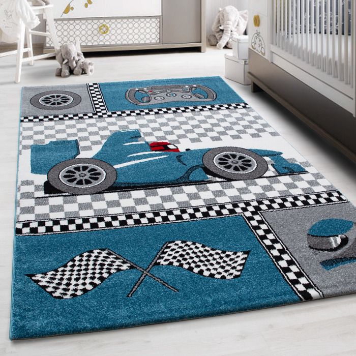 Tapis De Jeu Enfant Voitures Et Animaux Antidérapant - Rond 160 Cm Vert Beige Bleu
