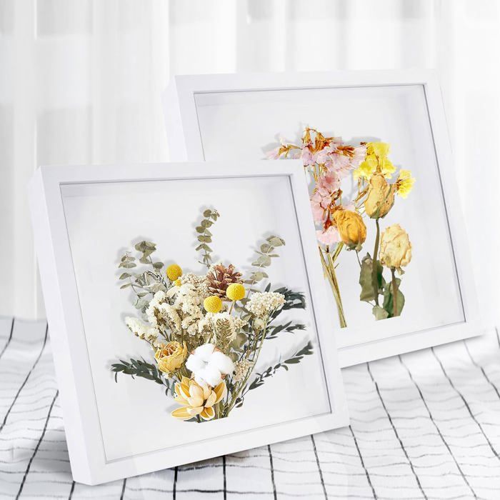 TOUYINGER Cadre Photo 3D à Remplir, 20 X 20 Cm, Profond, Pour Objets, Cadeau D'argent, Cadre En Bois Personnalisé Pour Mariage, Anniversaire, Baptême, Voyage