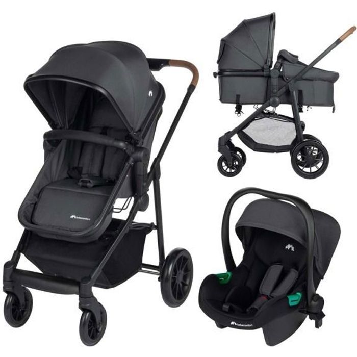 BEBECONFORT HAZE Poussette 3 en 1 i Size assise transformable en nacelle Siege auto Groupe 0 De 0 a 22Kg Mineral Graphite