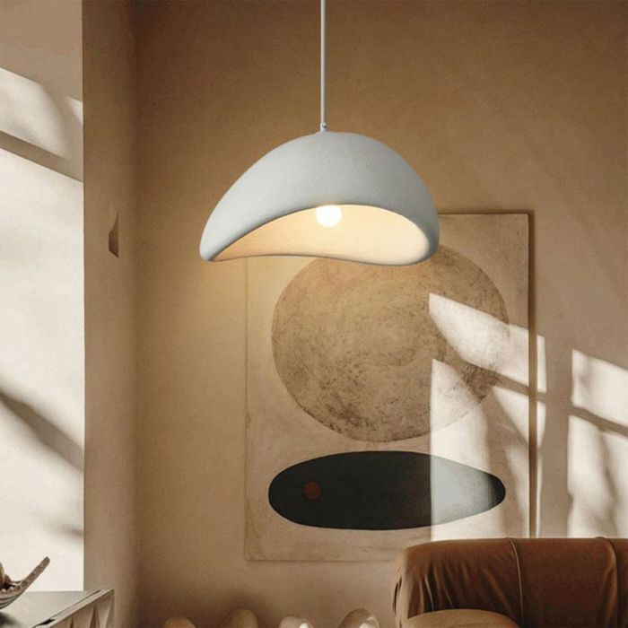 WOTTES Suspension Luminaire Moderne Créatif Blanc Lustre Design Mousse Vintage E27 Lampe 1pcs Ø30cm pour Salon Salle à Manger