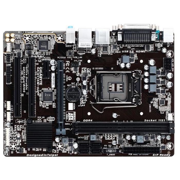 Carte mère GIGABYTE H110M-S2PH Intel H110 Socket LGA1151 2xDDR4 SDRAM 32GB Micro ATX - Gigabyte