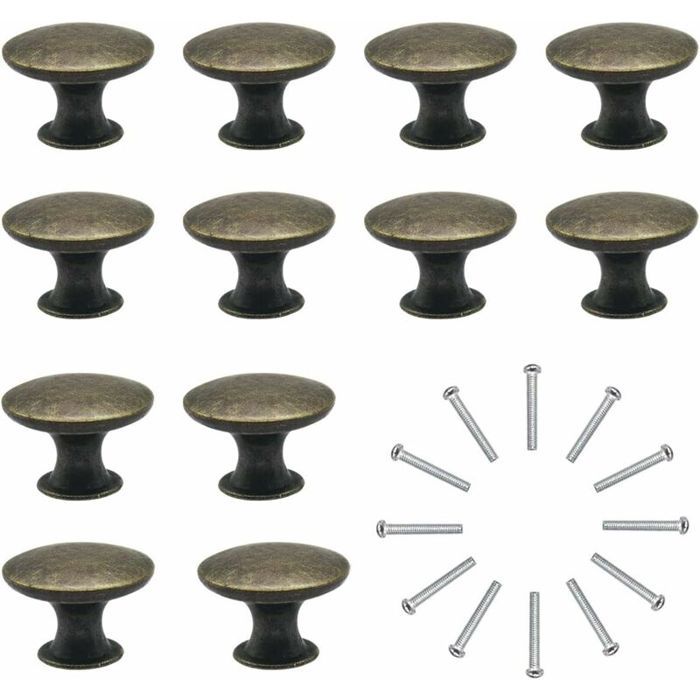 Boutons de Porte Lot de 12 Boutons de Tiroir 30mm Vintage Laiton Poignées Boutons de Meuble de Meuble pour Placards de Cuisine