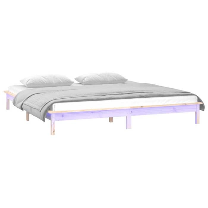 Cadre de lit double - UU - Lit adulte à LED - sans matelas - 160x200 cm - bois massif LL0000148278