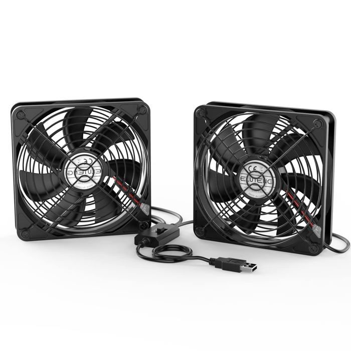 Ventilateur USB ELUTENG 140 Mm Double Rangée - 3 Vitesses, Noir, Pour PC