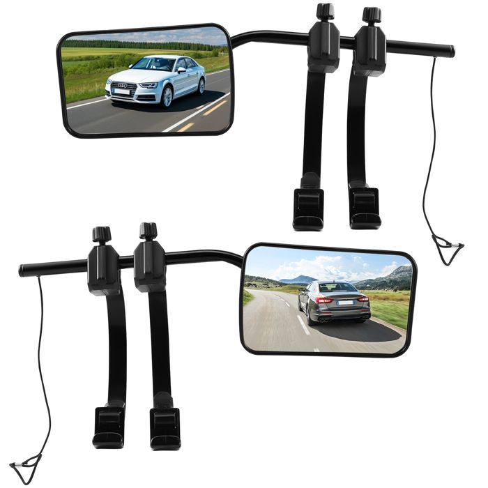 2 Rétroviseurs De Remorquage Extensibles à Clipser - Réglables Manuellement - Pour SUV, 4x4, Camion - Noir