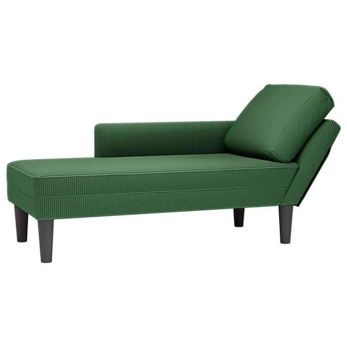 Meridienne salon-Chaise longue - avec coussin vert jungle tissu en velours côtelé - Fauteuil relax@660235 Meridienne salon-Chaise longue - avec coussin vert jungle tissu en velours côtelé - Fauteuil relax@660235