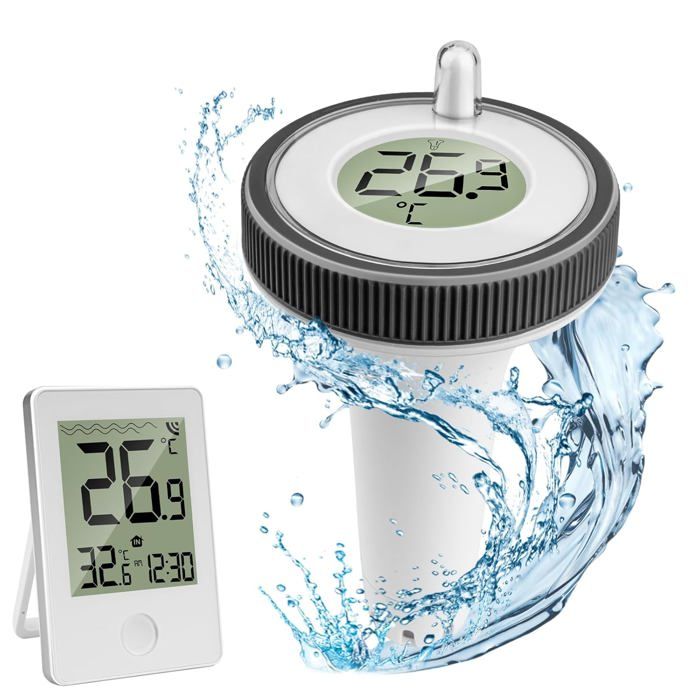 Émetteur Température Piscine TFA Dostmann - Sonde Flottante Sans Fil Pour Station Météo, Blanc/Gris