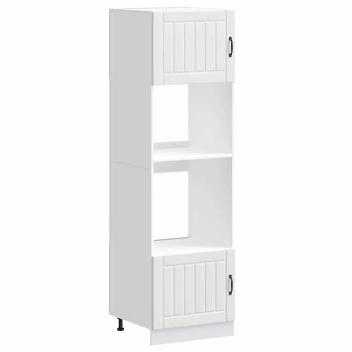 (SOLDE dété)Armoires de four/Colonne de cuisine - 2 pcs Kalmar - Pieds réglable - blanc bois dingénierie Aspect élégant*2640