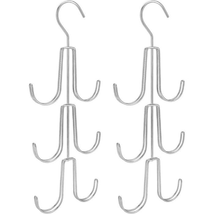 2Pcs Rangement de Sac à Main avec 6 Crochets Porte Foulard Rangement Ceinture Support de Rangement Suspendu pour Sacs écharp