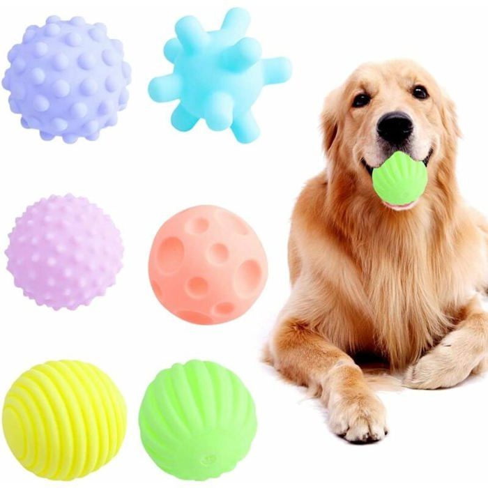 Meilleurs prix pour Lot de 6 balles pour chien jouet pour chien Crush Ball jouet pour chien couineur indestructible balle à macher durable pour chien
