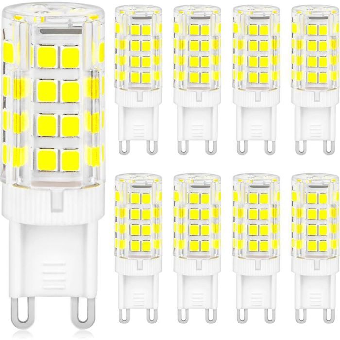 Lot de 8 ampoules LED G9 5W 6000K blanc froid équivalent 50W halogène 500LM non dimmable sans scintillement AC 220-240V