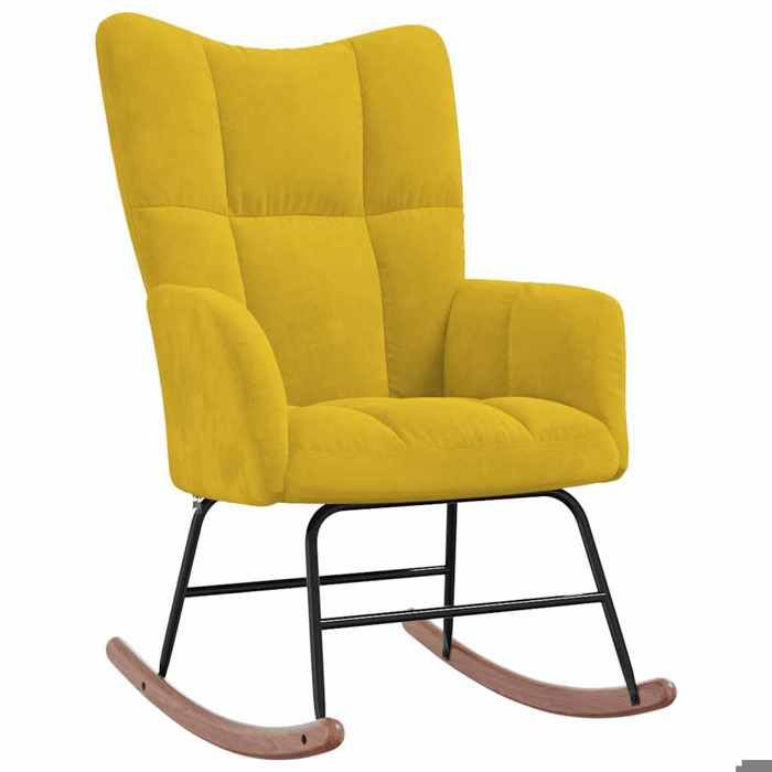 BEST-HOME Meuble de Siège - UU - Chaise à bascule - Jaune moutarde Velours HH1074