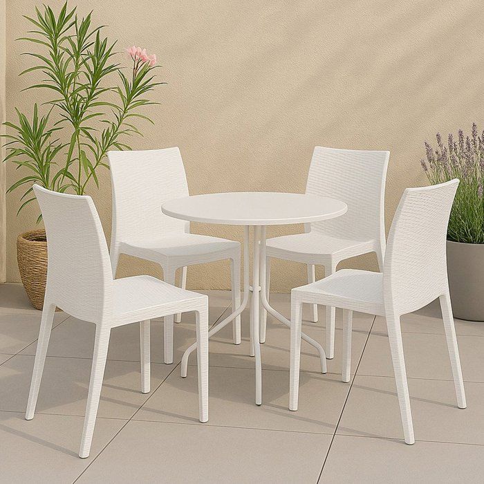 Lot de 4 Chaises dextérieur Ormea Dmora en plastique blanc Lot de 4 Chaises dextérieur Ormea Dmora en plastique blanc