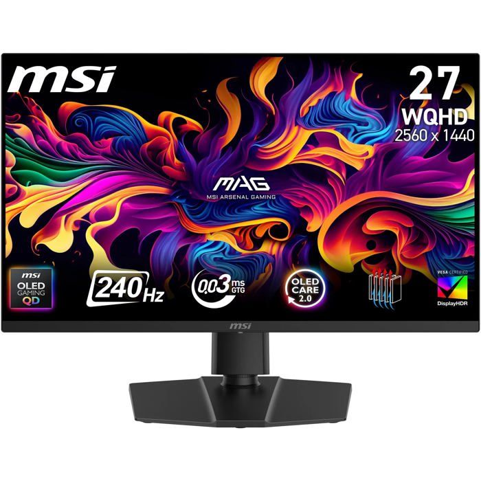 MSI MAG 273QP QD OLED X24 écran Gaming 26 5" WQHD Dalle Quantum Dot OLED 2560 x 1440 240Hz / 0 03ms 99.1% DCI P3 ΔE≤2 DisplayHDR True 400 DP 1. HDMI 2.1 - vue 7