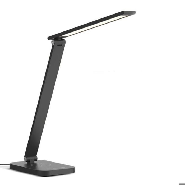 SANYU Lampe de Bureau LED Tactile Noire avec Ports USB 5 Couleurs et 3 Luminosités Veilleuse Lecture pour Chambre/Bureau