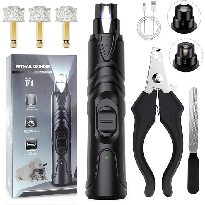 Lime à Ongles Chien Coupe Ongles électrique pour Grands 2 Vitesses Variables Lime Griffe Chien Electrique avec Lumière COUPE ONGLES