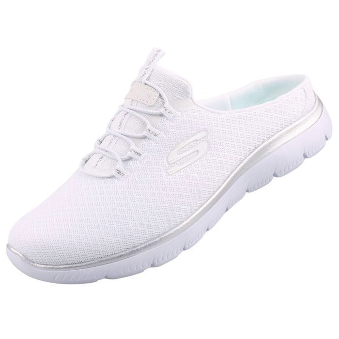 Skechers Mules pour Femme 149529-WSL Blanc Blanc - Cdiscount Chaussures