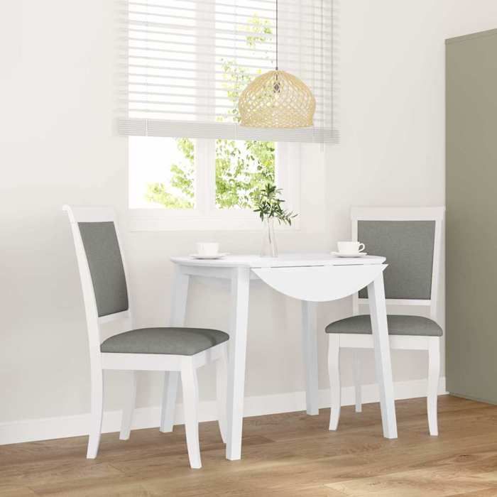 2 pcs Chaises de cuisine Blanc - Magnifique Chaises à manger Classique Pour salon coussins blanc bois massif caoutchouc 4756
