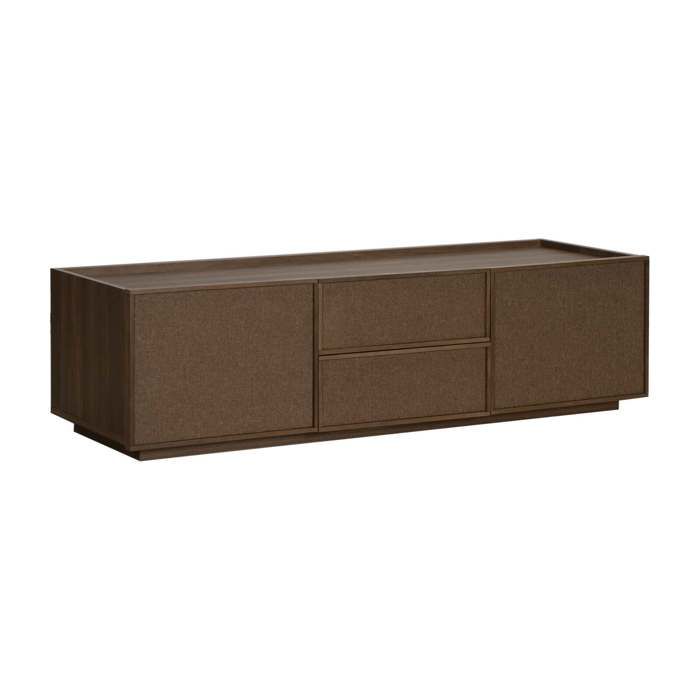 Meuble TV effet bois 150 cm style scandinave bois foncé Tomy - Oviala