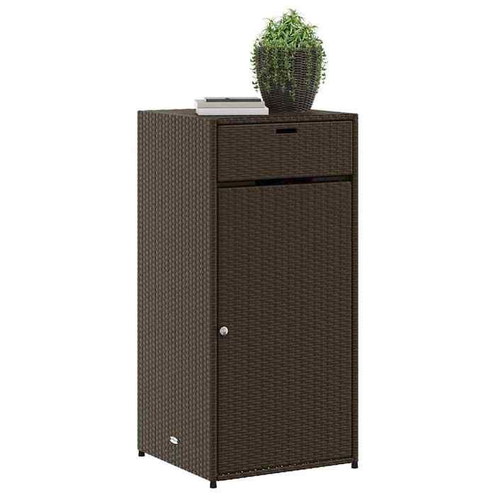 Moderne Armoire de rangement jardin marron 55x55x111 cm résine tressée - pour terrasse gbf420812