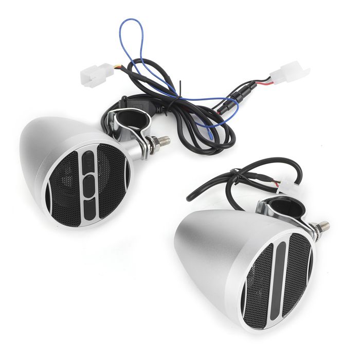 Shipenophy Haut‑parleur de moto Haut-parleur de Moto 12V Stéréo Étanche Lecteur de Musique MP3 Radio FM pour 22‑30mm auto siege