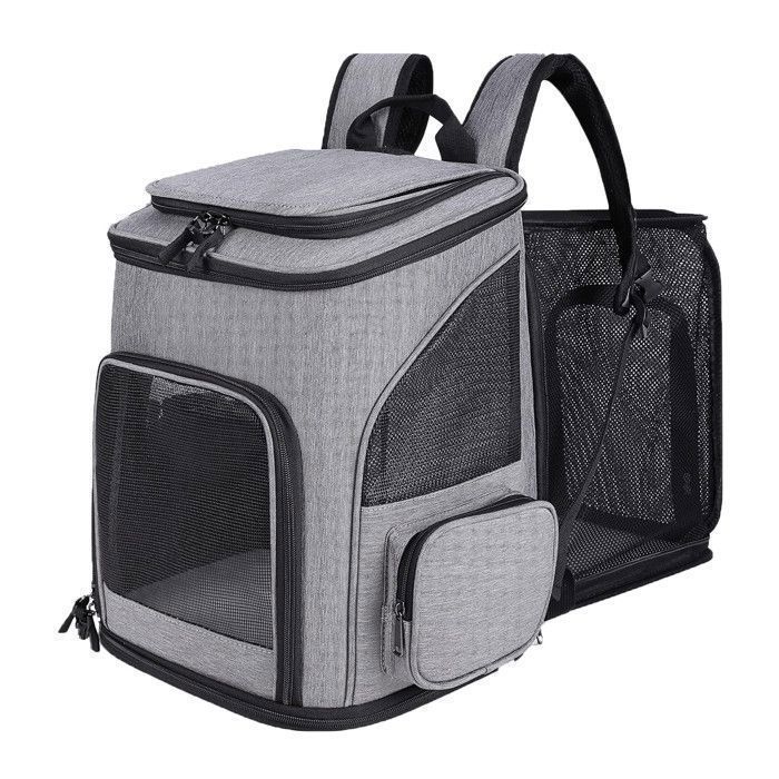 Sac à dos de transport pour chat réglable fenêtre panoramique transparente maille respirante 3 sorties poche latéra HBCL