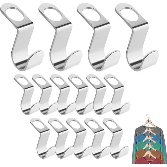 15pcs connecteurs cintres – Acier inoxydable empilable – Gain de place armoire