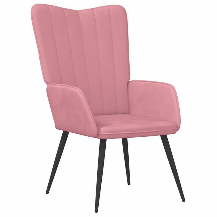 Chaise de relaxation - vidaXL - cadre en métal et contreplaqué - Fauteuil de Loisirs Rose Velours 51529