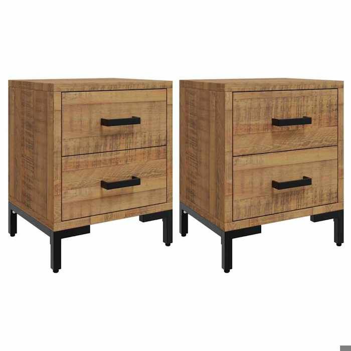 NEW Lot de 2 chevets - UU - Table de chevet/nuit - 36x30x45 cm Bois de pin massif FR_96561