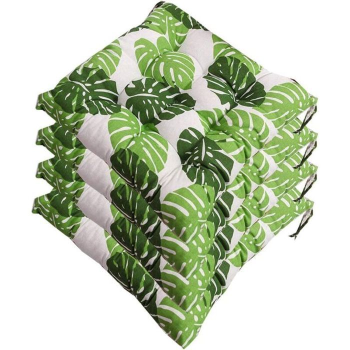Lot de 4 coussins de chaise (40 x 40 x 6 cm) – Garnissage : 100 % polyester – Attaches – Lavable en machine jusquà 30 °C