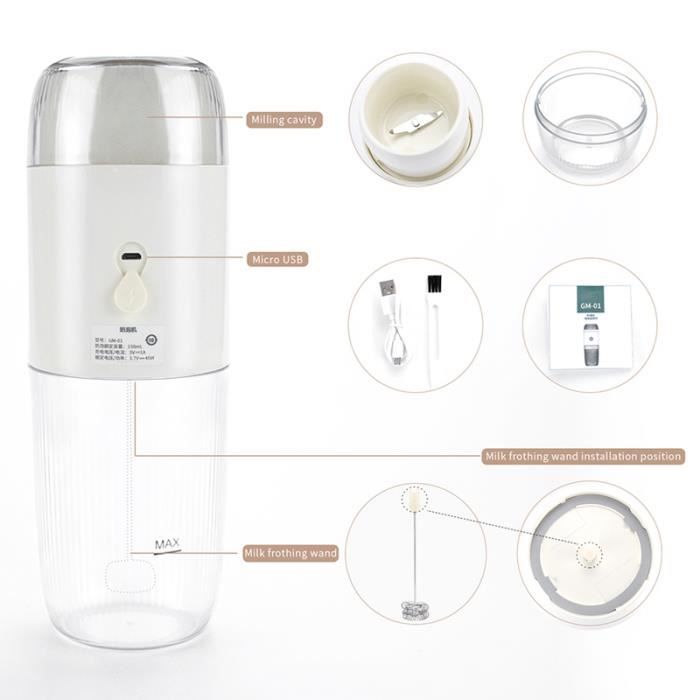 Mousseur à Lait électrique, Fouet à Café, Mini Batteur à Crème Portable Mousseur à Lait électrique, Fouet à Café, Mini Batteur à Crème Portable