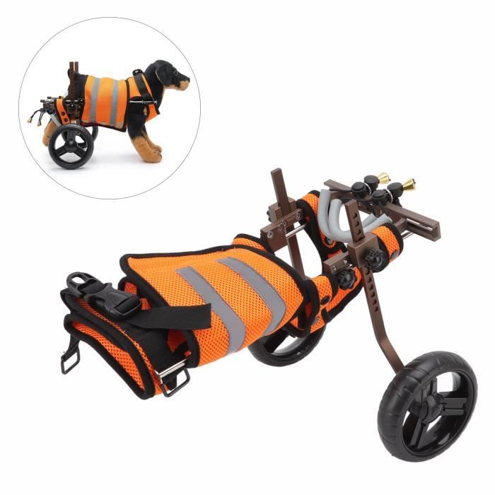 Meilleurs prix pour ZERONE Chaise roulante pour chien réglable en aluminium léger avec bandes réfléchissantes et fermoir à crochet 84530