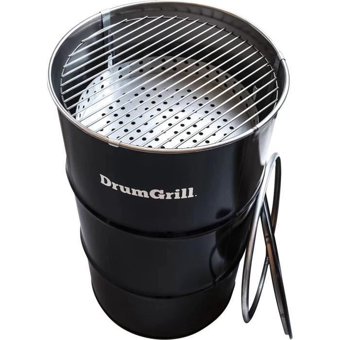 Barbecue BarrelKings DrumGrill - Acier Inoxydable - 120L - Avec Panier à Charbon Et Grille - Noir