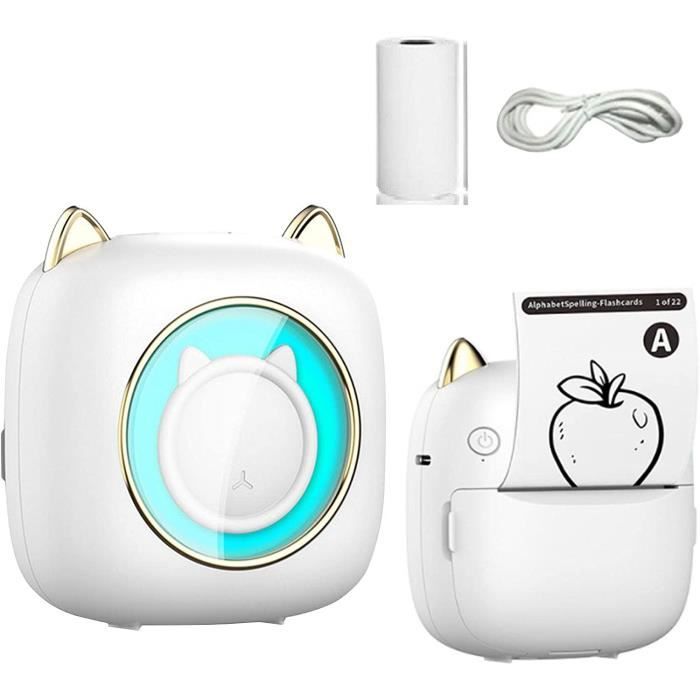 Imprimante Thermique Portable Mini - Sans Encre - Bluetooth Et WiFi - 13 Rouleaux Papier Inclus - Pour Photos Et Notes