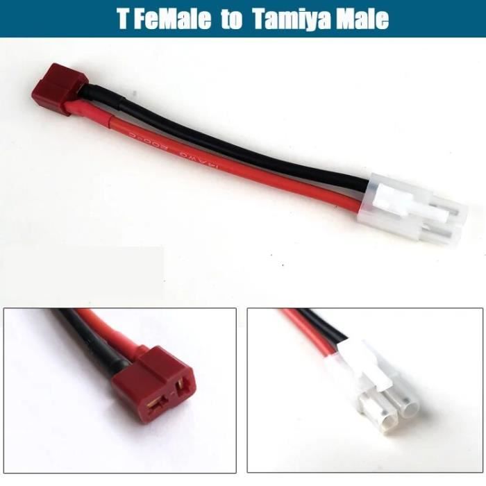 Lot De 4 Paires Connecteurs Tamiya + Câble 16AWG 30cm - Pour Batteries LiPo RC - Neuf Prêt à Souder
