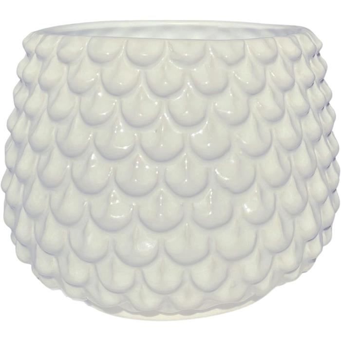 Bloomingville Pot De Fleur Dot Blanc - Pot Céramique Rétro 15,5 Cm Style Scandinave Craquelé Pour Plantes D'Intérieur