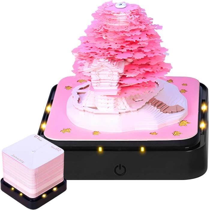 Calendrier De Bureau 2026 Sapin De Noël Avec Lumière LED - Papier Sculpté 3D, 272 Pages - Décoration Et Bloc-notes - 10