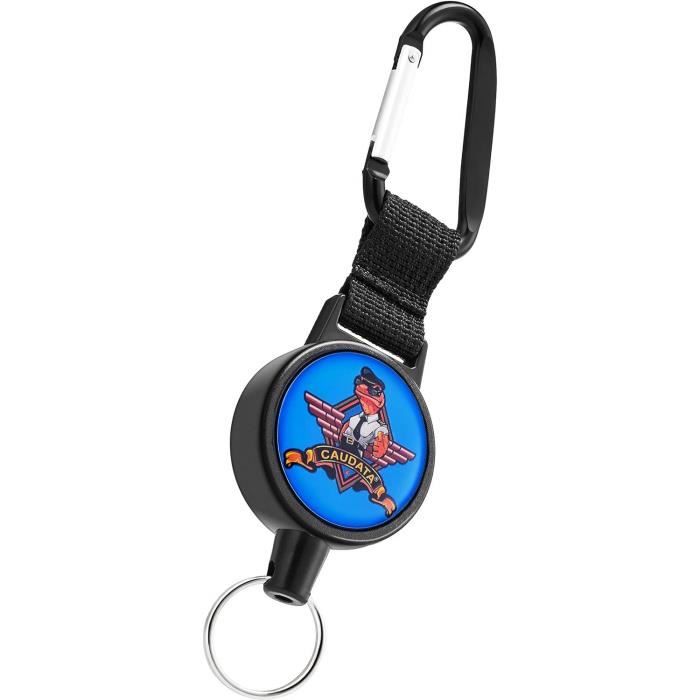 Porte-clés Rétractable Avec Étui Carte - Lot De 3 - Câble Acier 60 Cm - Noir