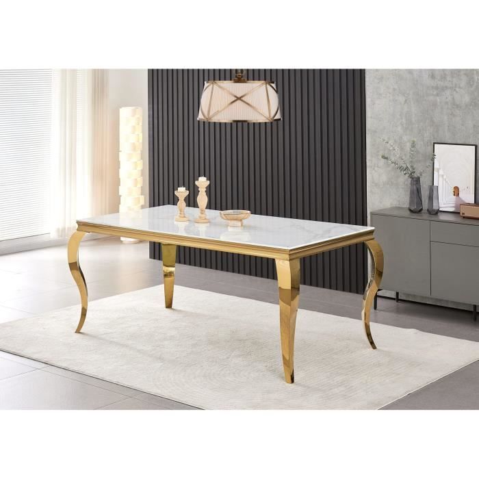 table repas marbre dorée 150x90x76 cm