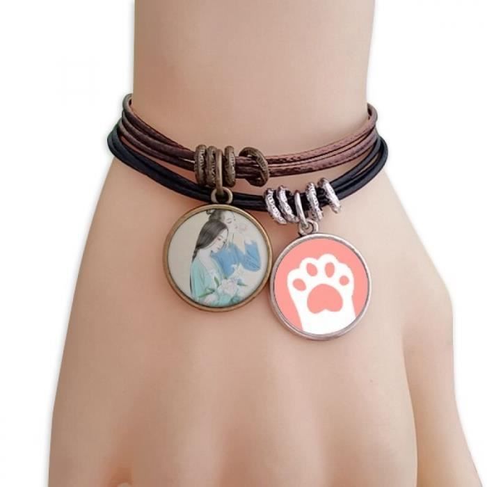 Lys Beaute La Peinture Chinoise Deux Chats Bracelet Cuir Corde Bracelet Ensemble Polychrome Achat Vente Montre Cdiscount
