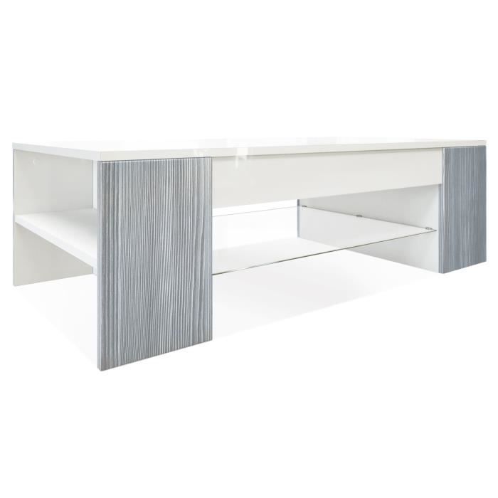 Vladon Table de Salon Table basse Clip en Blanc avec des bordures en Avola-Anthracite Vladon Table de Salon Table basse Clip en Blanc avec des bordures en Avola-Anthracite