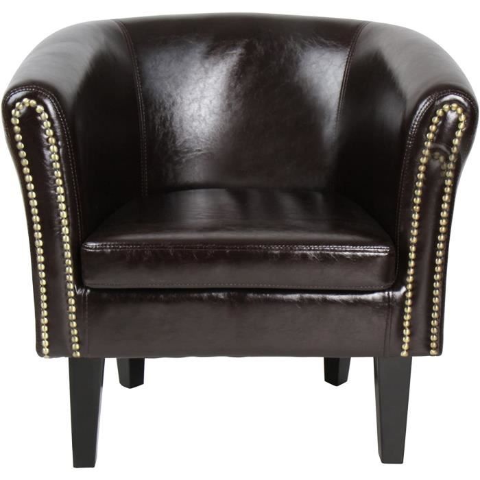 lot de 2 fauteuils chesterfield en simili cuir et bois avec elements decoratifs en cuivre 58 x 71 x 70 cm chaise cabriolet meuble