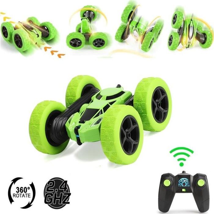 RC Voiture Télécommandée 2,4Ghz Tourné à Double Face à 360 Degrés, 4WD  Voiture Tout Terrain, Cadeau pour Enfant (vert) - Cdiscount Jeux - Jouets