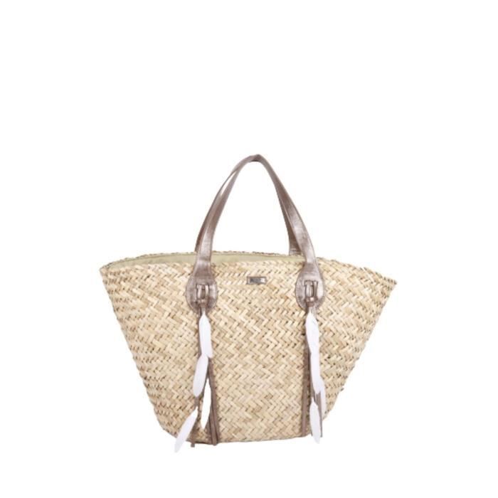 Panier avec Plumes Les Tropeziennes Ref 57061 Naturel 37 30 19 cm TU Beige Cdiscount Bagagerie Maroquinerie