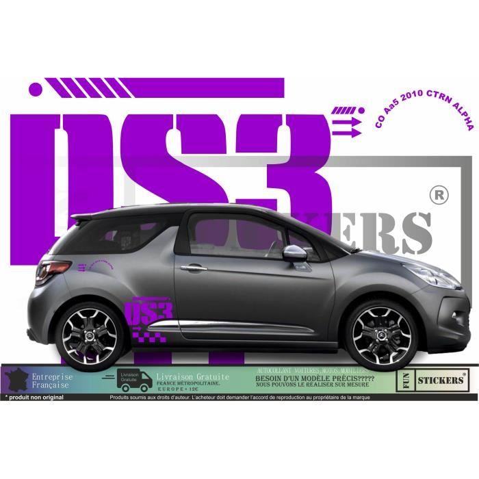 Adesivo Prespaziato CITROEN DS3 - DON'T TOUCH MY DS3 Fluo Verde Per Lunotto Auto, PVC Resistente, Cm 35