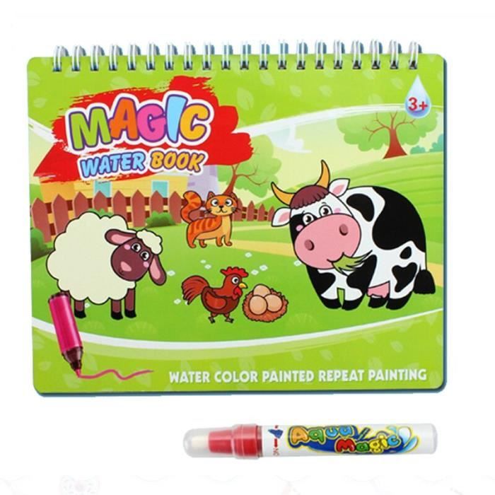 OSDUE Livres De Coloriage (12 Pages-7 Livres), Kit De Coloriage DIY, Peinture Aquarelle Pour Enfants, Kit D'aquarelle Avec Pinceaupour Enfants 3+ Ans