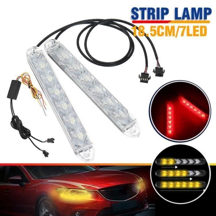 12V Feux de jour bande voiture clignotant flexible tube LED étanche rouge  jaune 18.5cm Bo51984