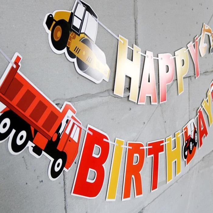 Fete Construction Voiture Joyeux Anniversaire Banniere Tirer Drapeau Guirlande Fete D Anniversaire Enfants Fete Decoration Fournit Cdiscount Maison