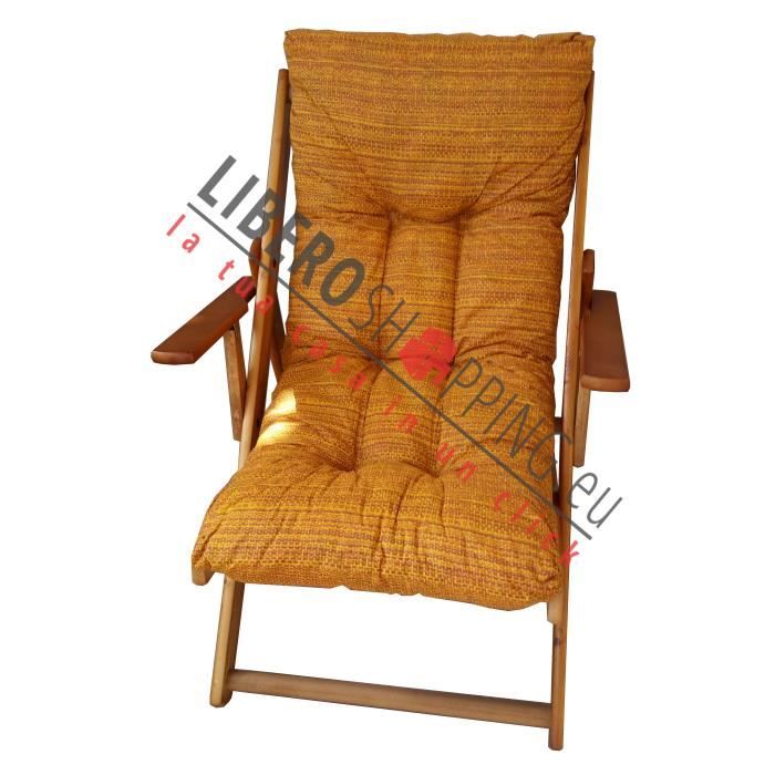 fauteuil de jardin harmony en bois inclinable en position or